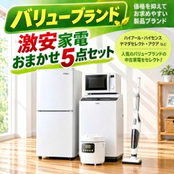【送料無料】【千葉県自社配送・3年保証】バリューブランド 激安 中古家電おまかせ5点セット(冷蔵庫/洗濯機/電子レンジ/炊飯器/掃除機)