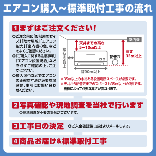 【埼玉県限定】【当社30日保証付】アイスタおまかせ！中古国内有名メーカーエアコン6～8畳用/2.2kw・標準取付工事費込み 商品説明画像3