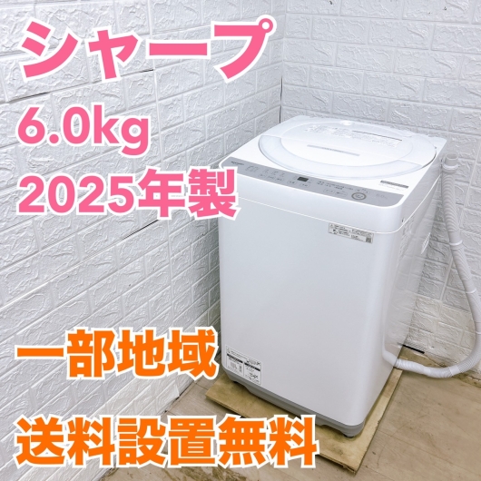 シャープ ES-GE6J-S 2025年製 6.0kg 洗濯機 【全国発送対応】